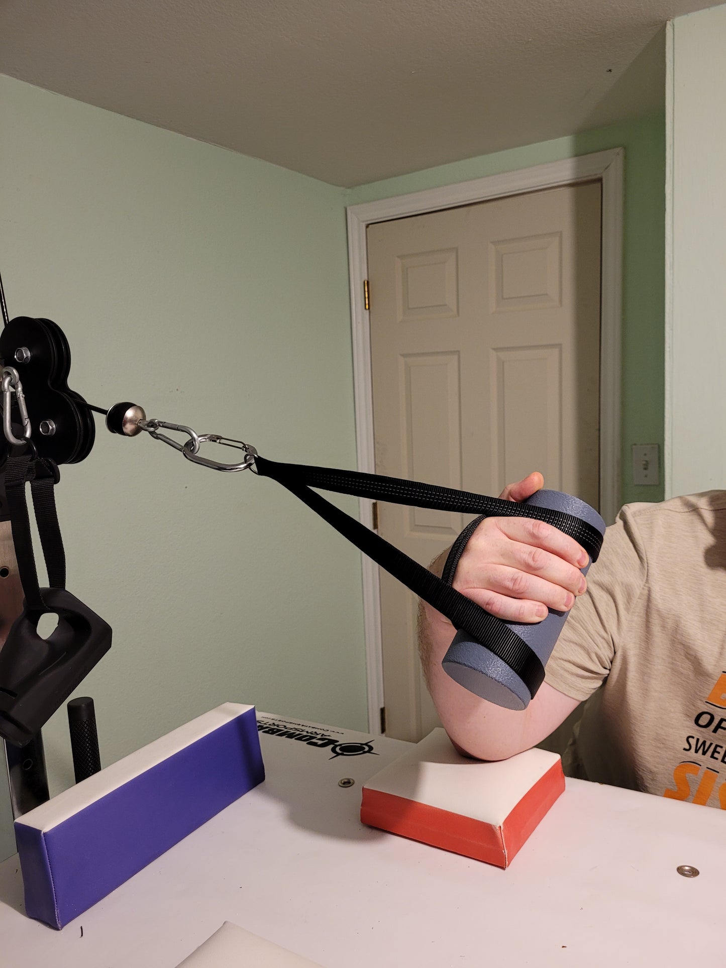 Arm Wrestling Exercise Handle, Cupping Handle, 3.25" Wrist Wrench Handle and Strap, Wrist & Forearm Strengthener, Workout Equipment